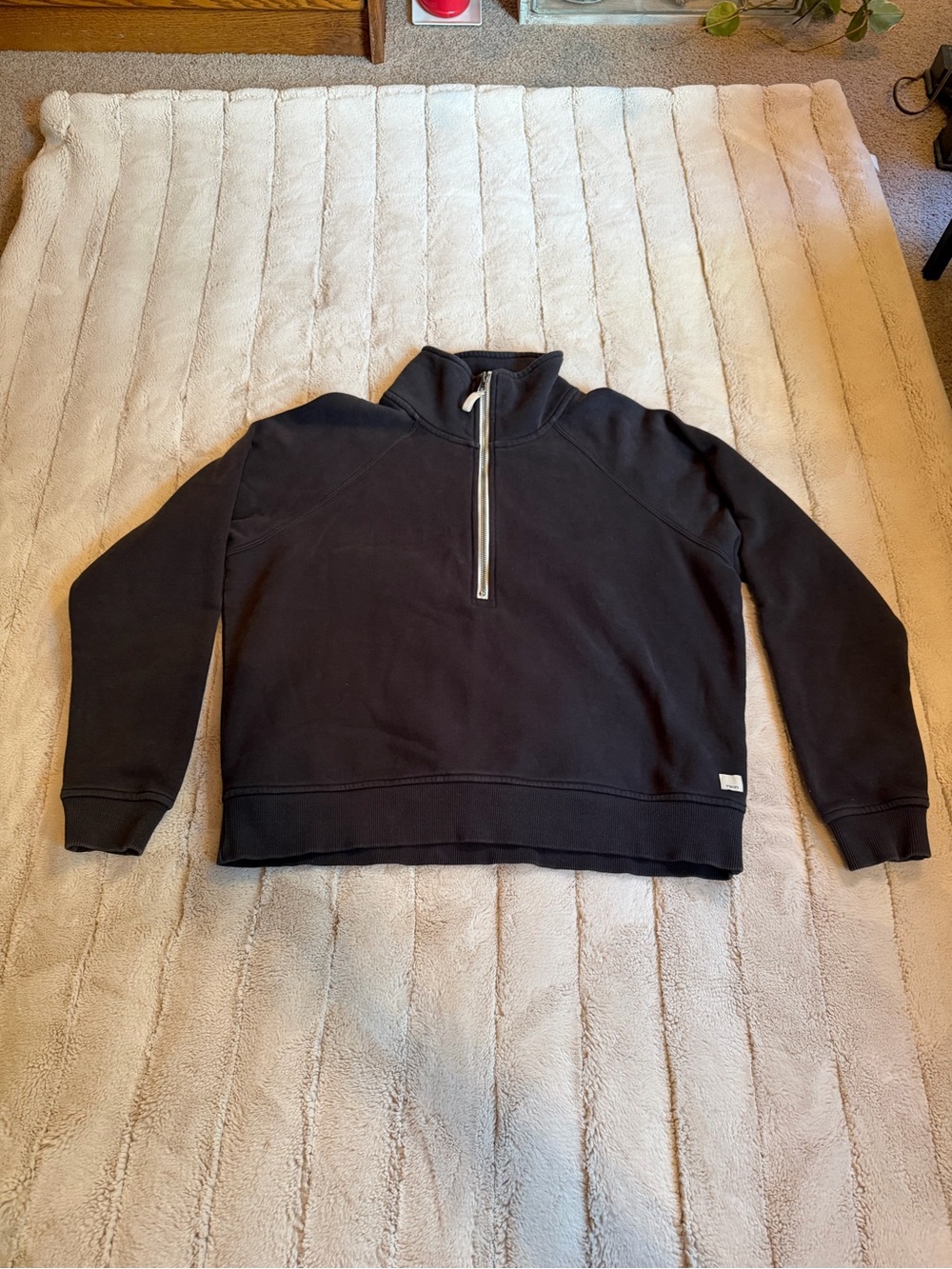 Vuori Restore Quarter Zip, Washed Black, Size Medium